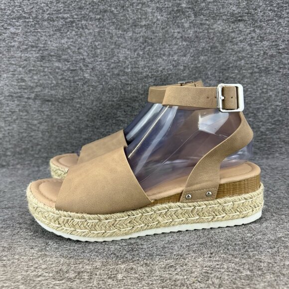 ✅Espadrille Platform Sandals Women’s 9M Miranda Ankle Strap Open Toe Buckle Tan - Picture 8 of 10